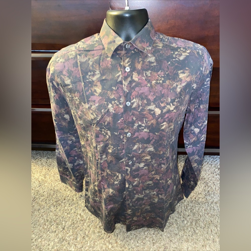 Paul Smith London Shirt Mens Size 15/38 Purple Floral Button Up Made In‎ Italy